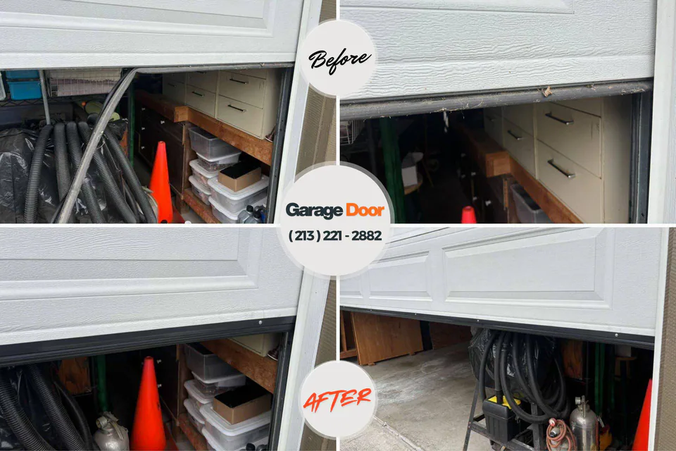 Before and after: garage door repair Dike, IA